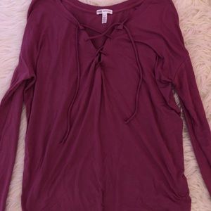 PINK Victoria’s Secret mauve lace up long sleeve